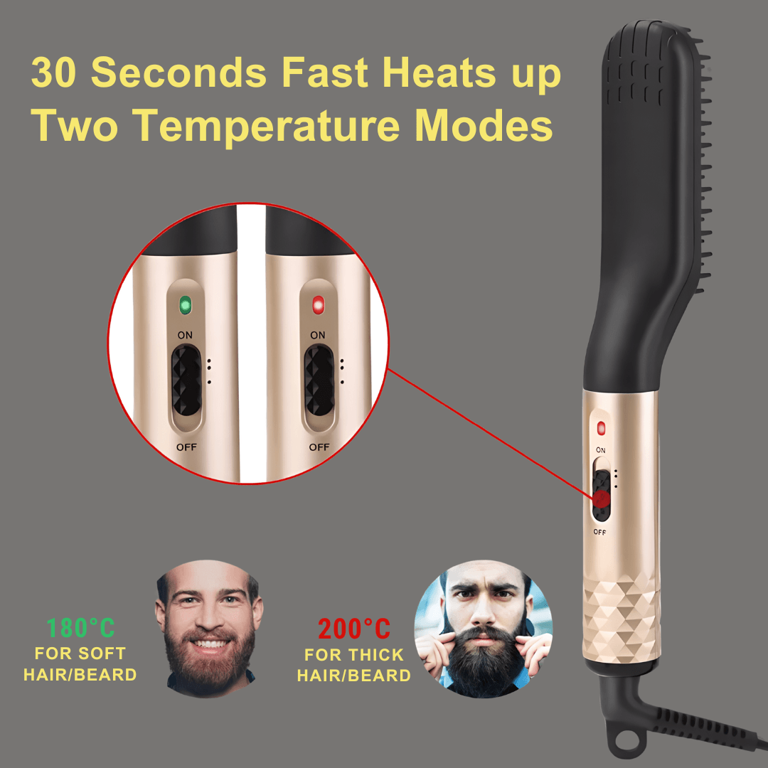 HeatMaster – 2-in-1 Bart- & Haarglättungsbürste für Männer – Perfektes Styling für alle Haartypen - Velvære
