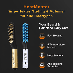 HeatMaster – 2-in-1 Bart- & Haarglättungsbürste für Männer – Perfektes Styling für alle Haartypen - Velvære