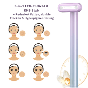 BeautyPro LED Hautpflegestab – 5-in-1 LED-Rotlicht & EMS Stab – Reduziert Falten, dunkle Flecken & Hyperpigmentierung - Velvære