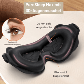 PureSleep Max – 3D-Augenmaske mit atmungsaktivem Material – Maximale Dunkelheit, ultraweich & für empfindliche Haut - Velvære