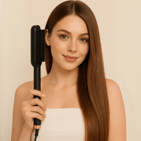 HeatBrush Pro – 2-in-1 Heizbürste für Glätten & Volumen – Schnelles Styling, Negativ-Ionen, 5 Heizstufen - Velvære