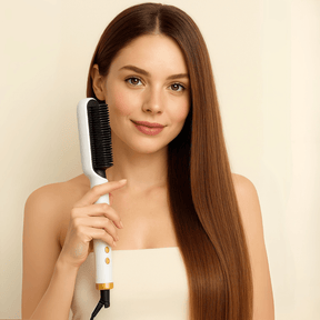 HeatBrush Pro – 2-in-1 Heizbürste für Glätten & Volumen – Schnelles Styling, Negativ-Ionen, 5 Heizstufen - Velvære