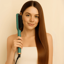 HeatBrush Pro – 2-in-1 Heizbürste für Glätten & Volumen – Schnelles Styling, Negativ-Ionen, 5 Heizstufen - Velvære