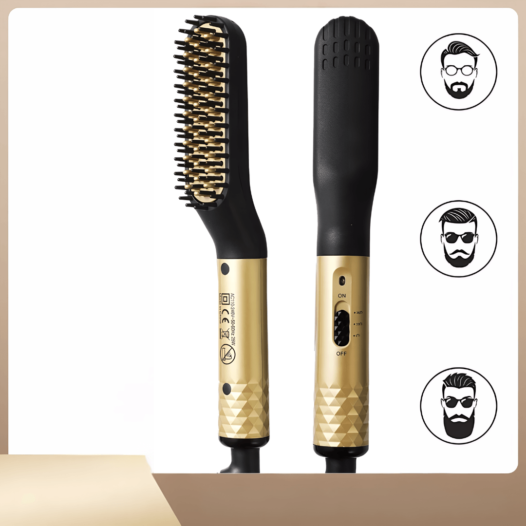 HeatMaster – 2-in-1 Bart- & Haarglättungsbürste für Männer – Perfektes Styling für alle Haartypen - Velvære