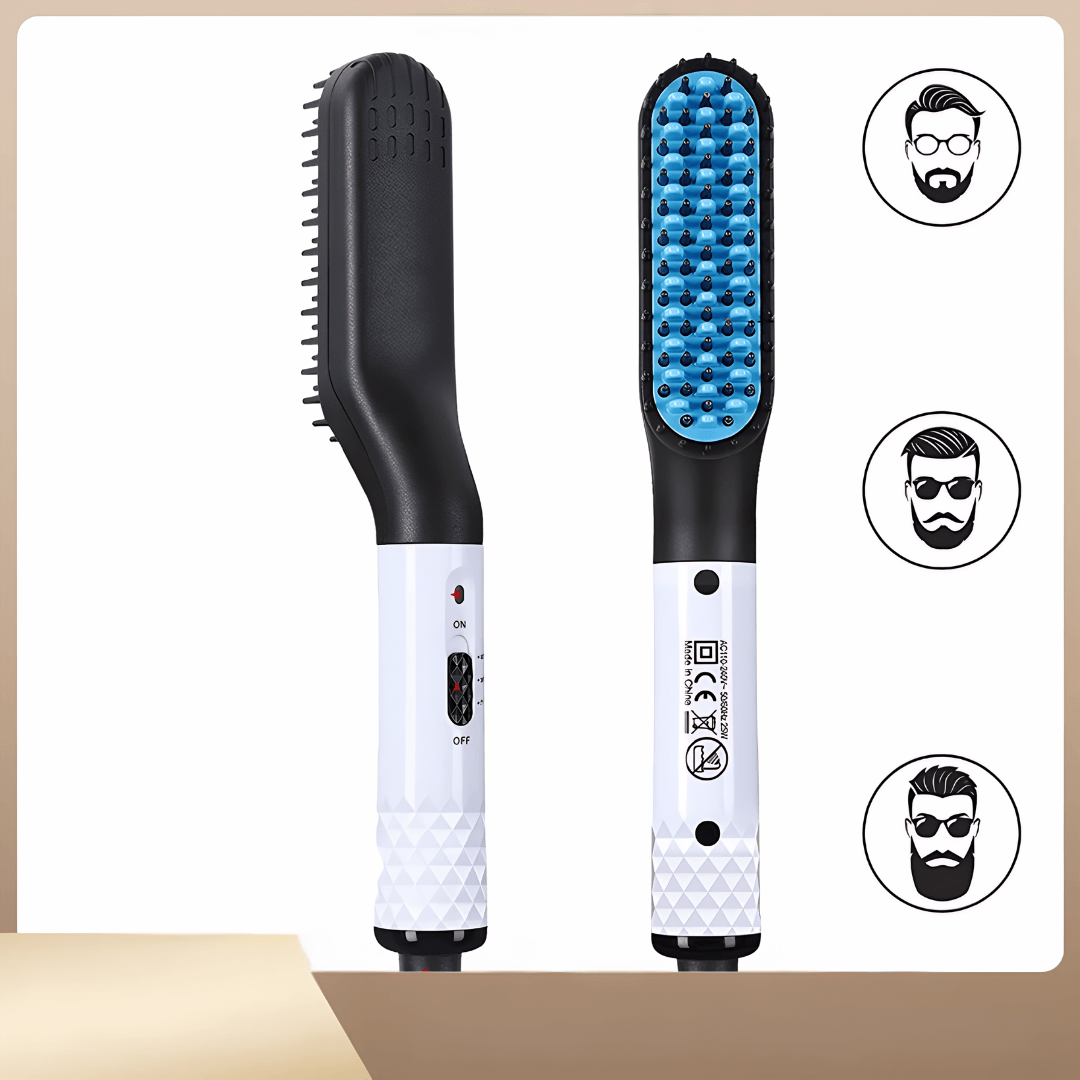 HeatMaster – 2-in-1 Bart- & Haarglättungsbürste für Männer – Perfektes Styling für alle Haartypen - Velvære