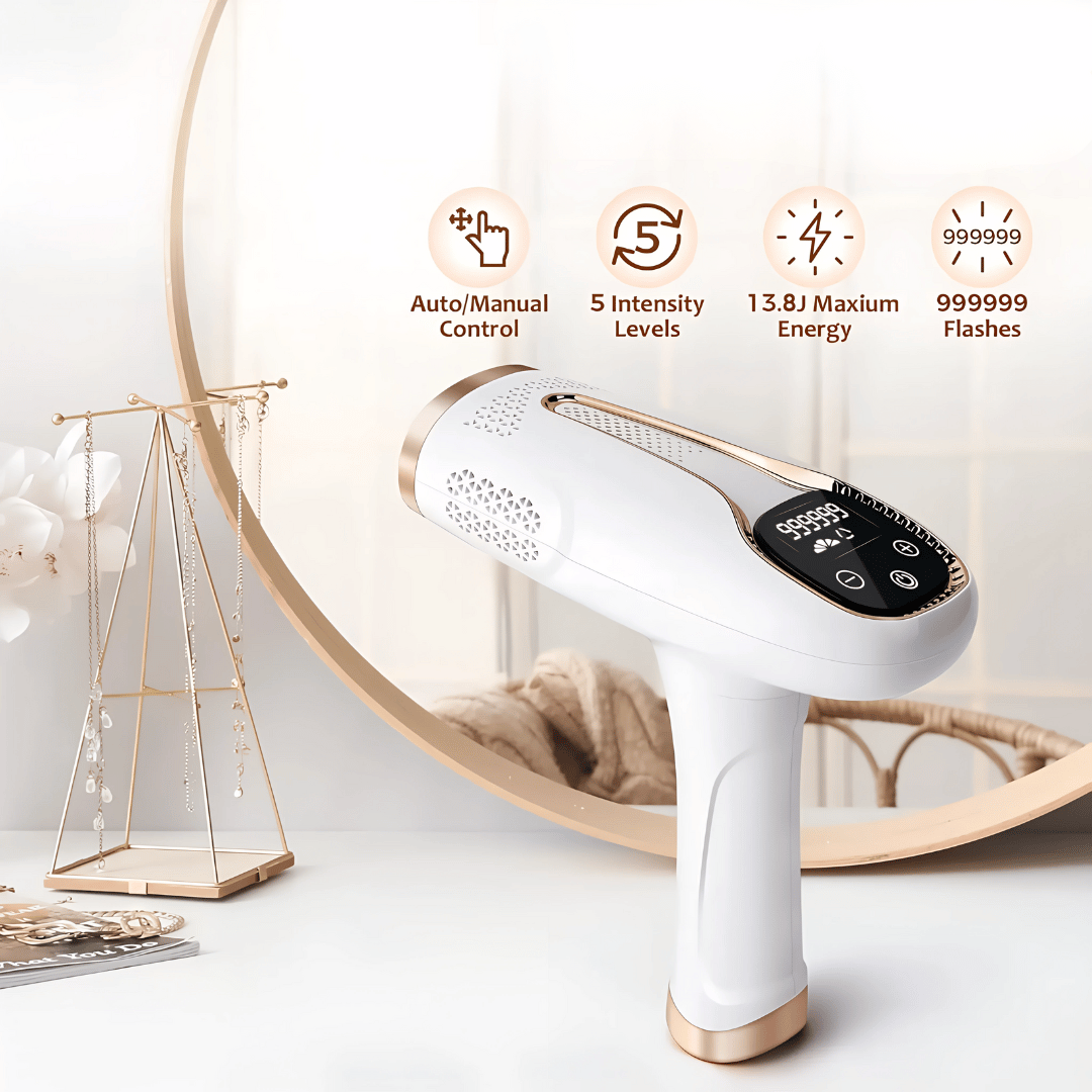 PureSkin IPL Laser Haarentfernungsgerät –  Dauerhafte Haarentfernung für glatte Haut an Beinen, Achseln & Intimbereich
